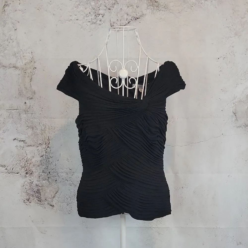 Cache Luxe Elegant Black Women's Special Occasion Top Size L